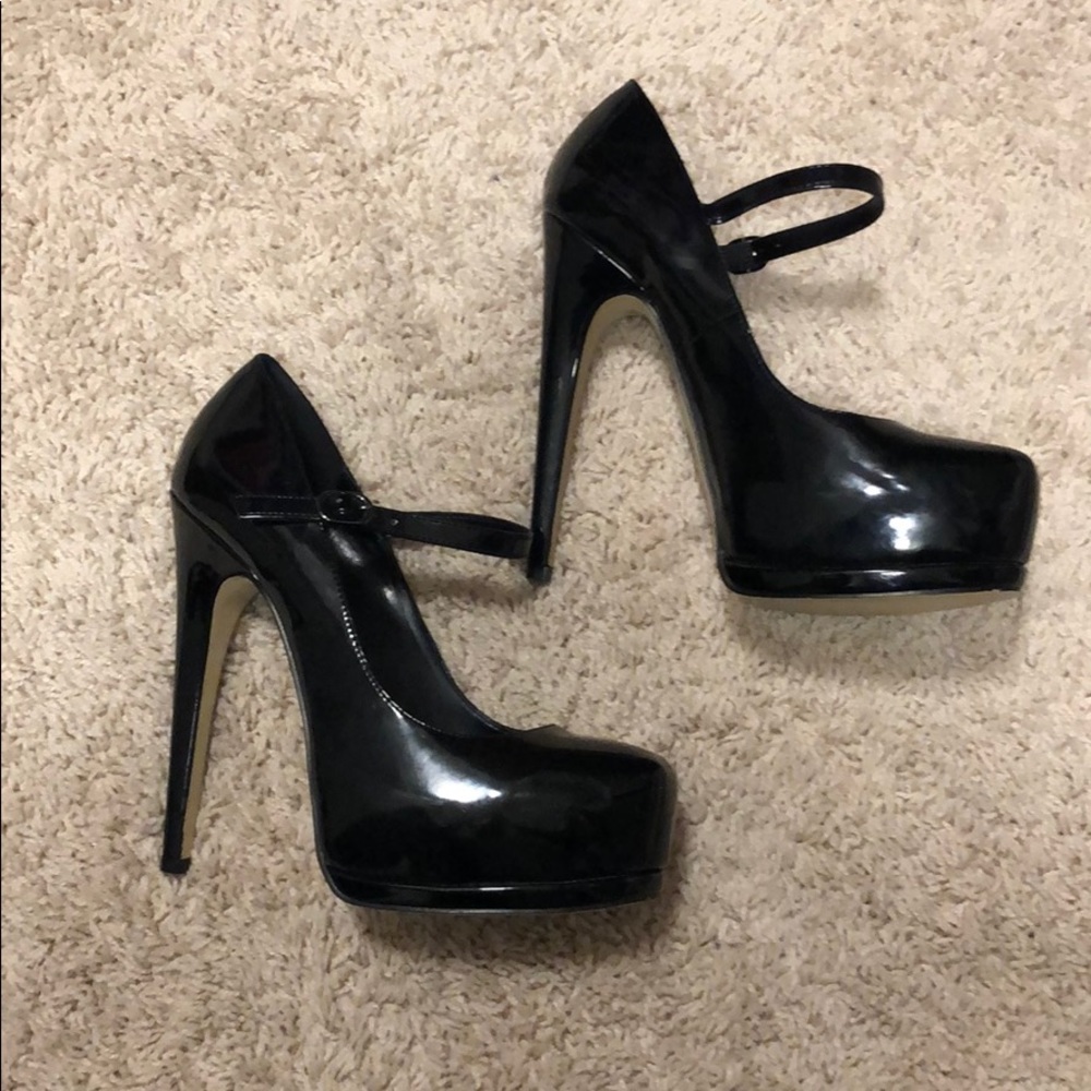 Truth or Dare by Madonna black patent platforms